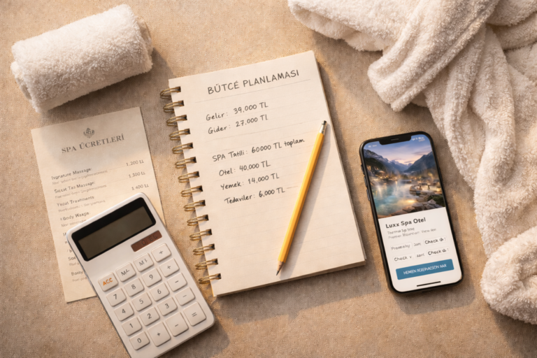 Termal tatilde bütçe planlaması yaparken hesaplama yapan kişi